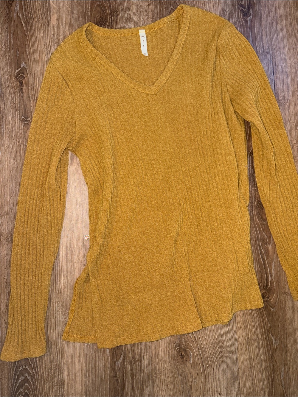 OFFERS OPEN! Medium women’s sweater with slits MTS Ribbed Crewneck Mustard yello